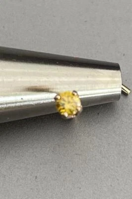 .02 CT YELLOW DIAMOND SOLID 14K YELLOW GOLD NOSE RING EXCELLENT QUALITY 22 GA - Image 1 of 4