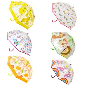 Kids Transparent Rainbow, Animal, Unicorn School Umbrella, Rain - Boys and Girls - Picture 1 of 71