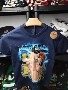 JOHN CENA CLASSIC AUTHENTIC Wrestling T-Shirt NAVY BLUE~~NEW~~YOUTH SMALL - Picture 1 of 3