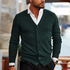 Mens Casual Long Sleeve Button Knitted Cardigan Fitness V Neck Knit Sweater  #