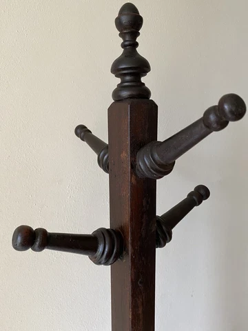Vintage Antique Rustic Wood Coat Hat Rack Free Standing Entryway Hall Tree Stand Cover