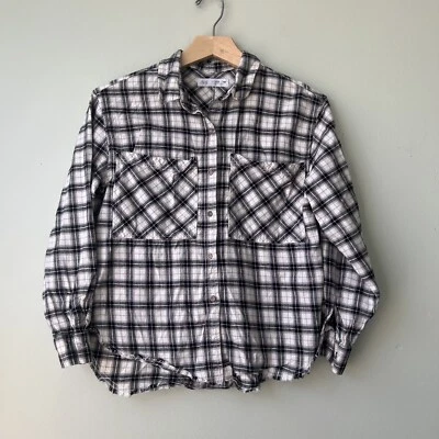 Zara Kids Size 11-12 Plaid  Check Shirt Button Down Cotton Black White - Image 1 of 3