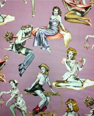 AH206 Hechizado Sexy Pin Up Zombie Niñas Retro Damas Algodón Edredón Tela Foto 1 de 4