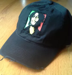 BOB MARLEY BASEBALL KAPPE SCHWARZ DISTRESSED BIO KUPPELN ERWACHSENE EINHEITSGRÖSSE NEU MIT ETIKETT - Bild 1 von 12