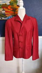 Lafayette 148 New York Three Button Red Blazer Career Jacket Silk Linen Medium - Picture 1 of 9