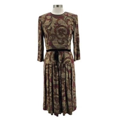 Vintage Jessica Howard Petite Houndstooth Paisley Dress Womens 12P - Image 1 of 4