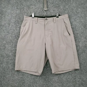 Volcom Shorts Mens 34 Gray Relaxed Fit Chino Flat Front Zip Fly Casual Outdoor - Picture 1 of 16