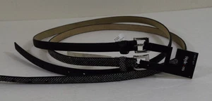 STYLE CO Womens 2 FOR 1 SKINNY BLACK Herringbone Casual Fashion BELT Large - Picture 1 of 6