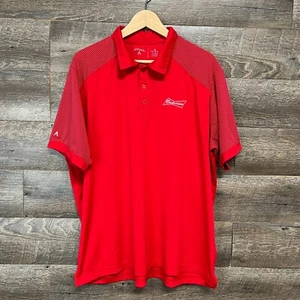 Men's "Budweiser" Red Antigua SS Polo Shirt Size XL Poly Performance Beer - Imagen 1 de 12