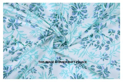 25 Yard Indian Hand Block Print Cotton Fabric Natural Printed Handmade Sanganeri - Image 1 of 3