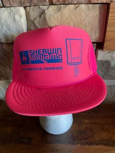 VIntage Advertising Snapback Trucker Cap/Hat Sherman Williams Auto Neon Pink - Picture 1 of 7