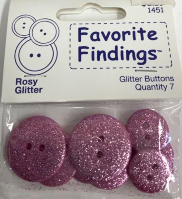 BLUMENTHAL LANSING BUTTONS - FAVORITE FINDINGS #1451 - ROSY GLITTER (7 BUTTONS) - Image 1 of 2