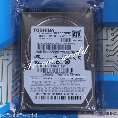 100% OK For TOSHIBA MK1637GSX 160 GB 2.5" 5400 RPM 8 MB SATA Hard Disk Drive HDD - Image 1 of 2