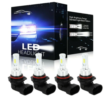 9005 9006 LED Headlights Kit Combo Bulbs 6500K High Low Beam Super White Bright - Image 1 of 4