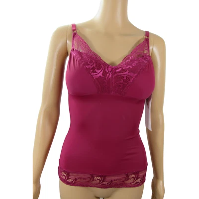 Nuevo con etiquetas Sujetador acolchado de encaje Rhonda Shear Pinup Cami para mujer talla XS Borgoña Foto 1 de 4