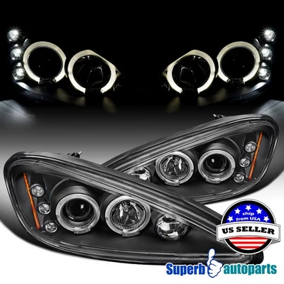 Fits 1999-2005 Pontiac Grand Am Halo Black Projector Headlights LED Bar 99-05 Foto 1 de 4