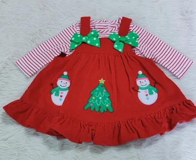 Vestido tipo jersey Good Lad Baby Girls 6 meses vacaciones de Navidad rojo pana nuevo sin etiquetas Foto 1 de 3
