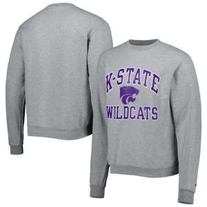 Men's Champion Heather Gray Kansas State Wildcats High Motor Pullover Sweatshirt - Picture 1 of 3