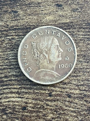 Moneda real de los Cinco Centavos de México 1960 TB180* Foto 1 de 3