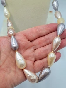 Vintage 50s Faux Baroque Pearl Necklace Multicolor Granny Core Cottage Core 28" - Picture 1 of 5