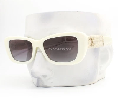 Chanel Sunglasses ch5514A 1255/S6 Creamy White Tweed Gold CC Logo w/case NWT - Image 1 of 4
