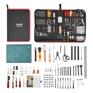 Leather Working Tools Kit 61 PCS Engraving Punching Stamping Sewing Tools - Picture 1 of 12