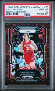 2024 Panini Prizm Monopoly WNBA Caitlin Clark #65 Rookie Red Classic Icon PSA 10 - Picture 1 of 2