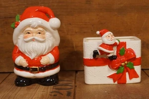 Mid Centruy Modern Santa Claus Christmas Ceramic Planters Japan - Picture 1 of 8