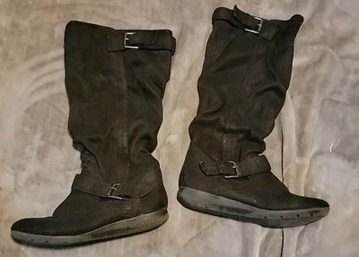 Botas holgadas hasta la rodilla de gamuza sintética REPORT para mujer talla 6,5 cremallera lateral negras Foto 1 de 4