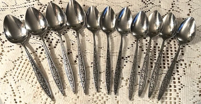 SANTIAGO 7 Teaspoons 4 Soup Spoons Ekco Eterna Custom Stainless Japan - Image 1 of 2