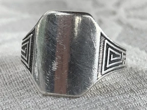 Vintage Sterling Silver 925 Blank Signet Ring, top good for mono Sz 9.75 - Picture 1 of 9