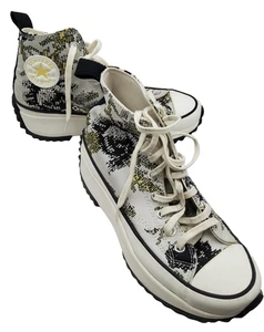 Converse Run Star Hike High Top Size 8.5 Men 10 Women White Black Graphic Rare - Picture 1 of 10