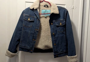 Vintage Betty Blue Jean Sherpa gefütterte Jeansjacke Mantel Gr. M - Bild 1 von 12