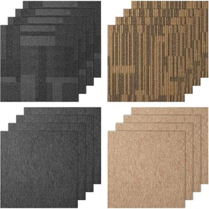 Carpet Tile Floor Squares w/Padding Attached 12/16/20/24pcs 20x 20" 24x24" - Picture 1 of 62
