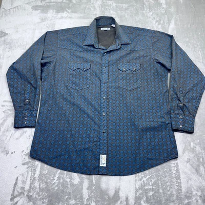 Camisa Occidental Retro Ajustada Panhandle Para Hombres XL Estampado Floral Vaquero Rodeo Perla A Presión Foto 1 de 4