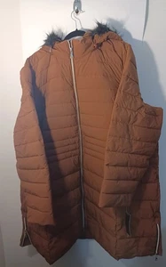 Nauage Women's Long Puffer Coat Pre-owned Size 4X Removable Hood Zip Pockets - Picture 1 of 12