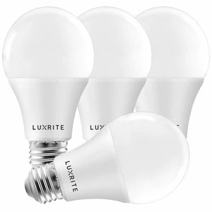 4x Luxrite A19 LED Bulb 100W Equivalent 5000K Enclosed Fixture Rated 1600lm E26 - Picture 1 of 7