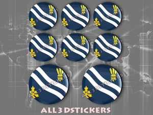 8 x Pegatinas Redondas 3D Relieve Bandera Oxfordshire - Todas las Banderas - Foto 1 di 1