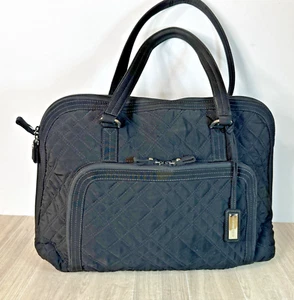 Bolso de Mano Vera Bradley Negro Microfibra Computadora Portátil Bolsa de Viaje ¡Asas Grandes! - Imagen 1 de 16