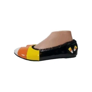 Women's Halloween Edition Black Orange Candy Corn Flats Shoe Slip On Size 6 - Picture 1 of 11