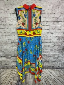 Abito donna Alice + Olivia rosso blu senza maniche taglia 6 floreale - Foto 1 di 3
