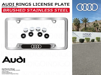 Audi Genuine Accessory-Audi Rings License Plate Frame(Brushed Stainless Steel) - Image 1 of 2