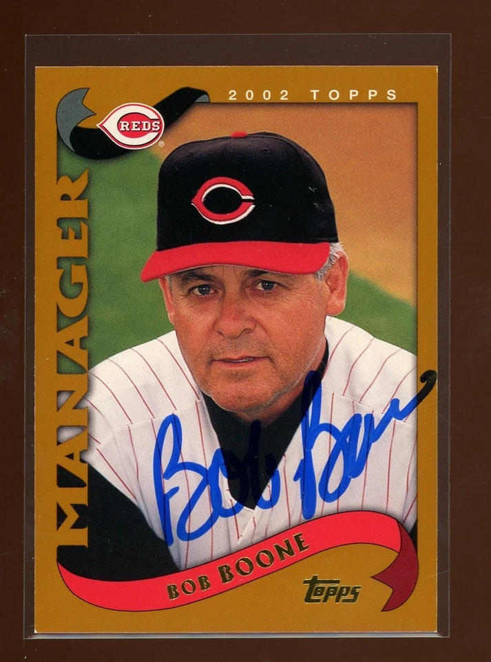 2002 Topps BOB BOONE Signed Card autograph auto RANGERS REDS - Image 1 of 1