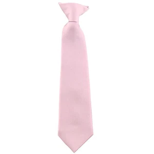 New Kid's Boy's clip on pre tied Necktie Size 4 to 14 wedding formal light pink - Picture 1 of 2