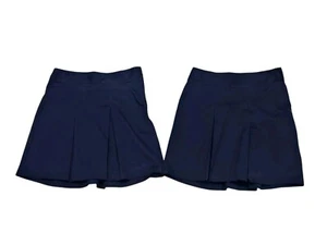 New Cat & Jack Girl 2 PC Lot Navy Blue School Uniform Pleated Skirt Skort Sz 12 - Picture 1 of 4