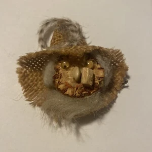 Vintage handmade wooden old man smoking pipe head fridge magnet hillbilly  - Picture 1 of 12