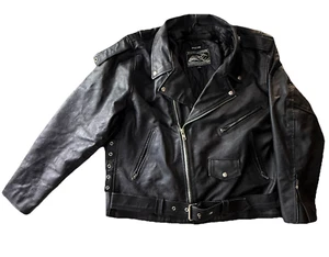 Men's 4XL Motorcycle Jacket Event Leather Shaf Intl Zip Out Liner Black Biker - Picture 1 of 14