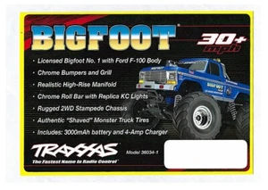 RC Car Truck Traxxas Bigfoot Single Sided 7x5" Dealer Promo Promotional Card - Picture 1 of 1