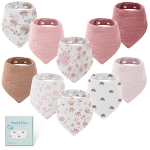 Muslin Baby Bibs 10 Pack Bandana Bibs 100% Cotton 6-Layer Soft Absorbent Drool B - Picture 1 of 12