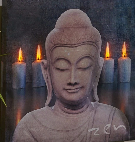 LED Lighted Print Zen  " Buddha Motif " GI 700810 Outdoor Safe Art on Canvas Cover
